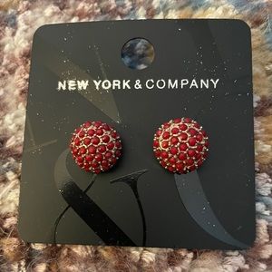 NWT New York & Company Red and Gold Earrings